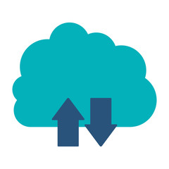 blue cloud with arrows in opposite direction vector illustration
