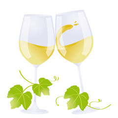 2 verres de vin blanc qui trinquent