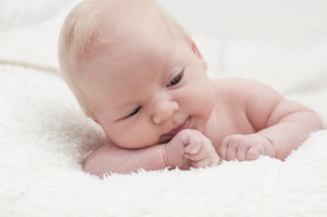 Cute adorable newborn baby portrait