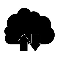 silhouette cloud with arrows in opposite direction vector illustration vector illustration
