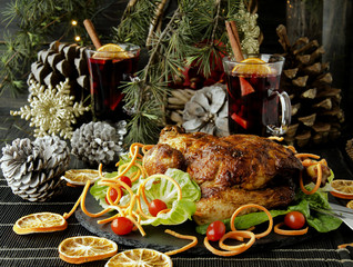 Baked chicken for Christmas or New Year