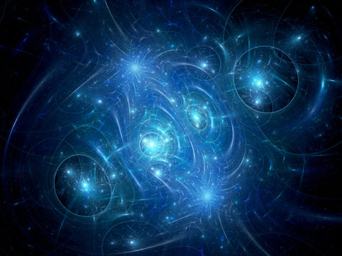 Blue glowing chaos in space