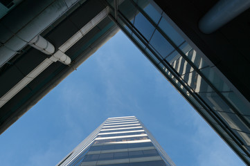 The Modern building on blue sky background