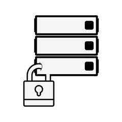 silhouette file cabinet with padlock vector illustration