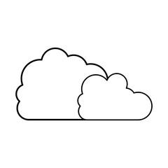 silhouette two cloud in cumulus shape vector illustration