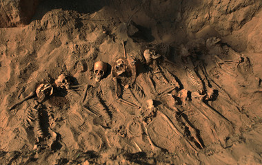 apocalypse concept skull and bones abstrarct background