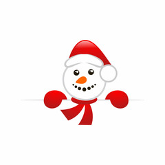 Cartoon Snowman Holding Banner