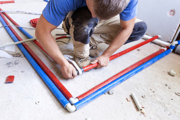 Plumber mounted distributor of central heating. Central Heating Distributor