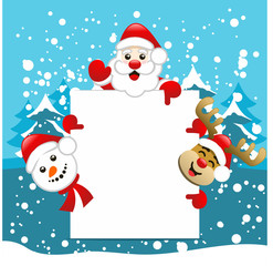 Christmas Greeting Santa Claus Rudolph Snowman Cartoon