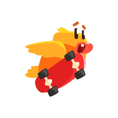 Duckling Skateboarding Cute Character Sticker