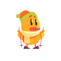 Duckling Skiing Cute Character Sticker