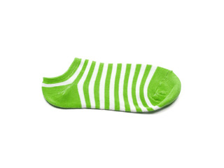 Sock stripes, green sock on white background.