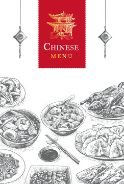 Chinese menu colorful illustration.