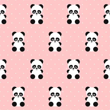 Seamless Vector Pattern with Cute Kawaii Panda Bears and Watermelons on  Nice Pink Background Stock Illustration - Illustration of blush, baby:  120936825