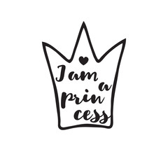 Princess crown with an inscription in hand drawing style.