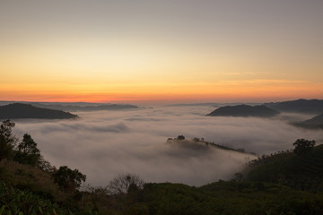 mist and fog sunrise morning time