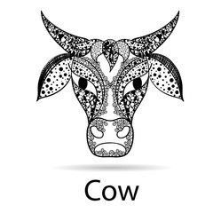 abstract black and white ornament of an cow