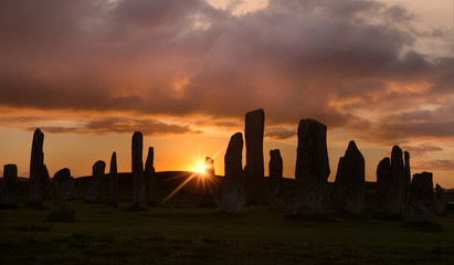 Backlit stones at sunset