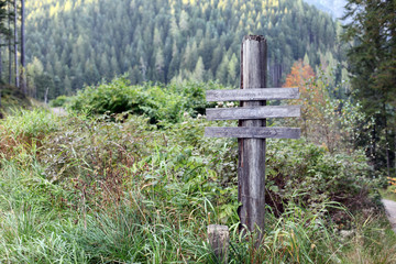Schilder am Wald Weg