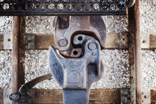 Close up of Janney coupler