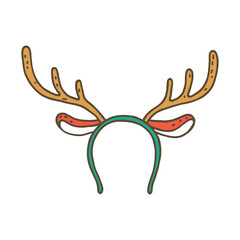 Funny mask with Christmas reindeer horns isolated