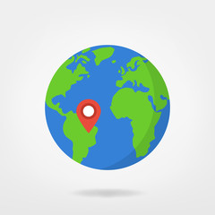 location marker on world illustration - south america