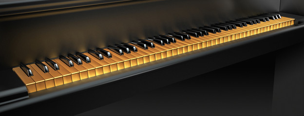 Golden piano keyboard with copy space © Wilm Ihlenfeld
