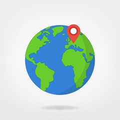 Europe on globe, world map illustration