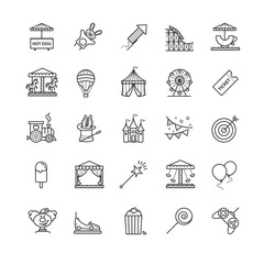 Thin line web icons set - amusement park