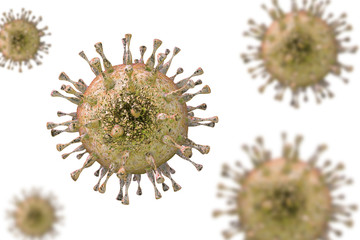 Cytomegalovirus CMV, a DNA virus from Herpesviridae family isolated on white background. 3D illustration. CMV mostly causes diseases in newborns and immunocompromised patients