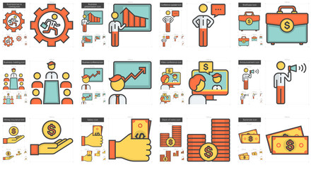 Business line icon set.