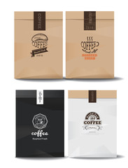 paper package design mock up template.cafe and restaurant packaging. coffee badge logo. vector template. vintage style.