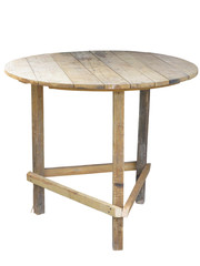 Wooden handmade outdoor table isolated over white