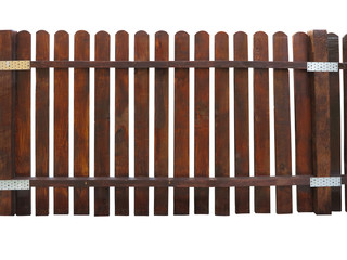 Wooden fence at ranch isolated over white