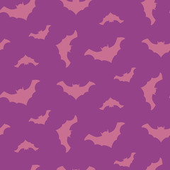 Halloween vector flying bats violet seamless pattern for wrap, fabric or paper card.
