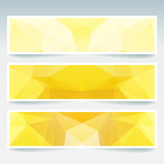 Fototapeta premium Set of banner templates with abstract background. Modern vector banners with polygonal background. Yellow color