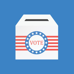 Voting concept by Hand putting paper in the ballot box USA