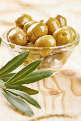 Olives in glass bowl