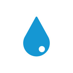 Water drop blue flat icon. On white. Vector illustration