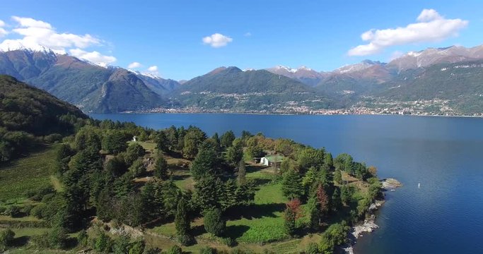 Baia di Piona - Abbazia - Lago di Como - Aerial view 4k