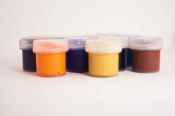 Colorful sample paint pots