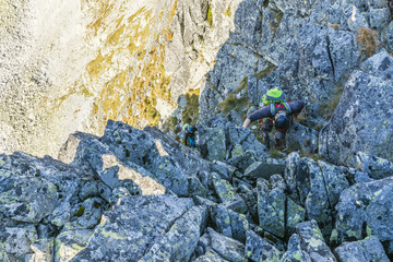 Scrambling in the mountains.