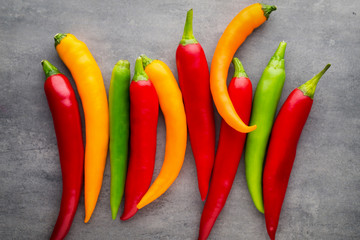 Chilli pepper on the grey background.