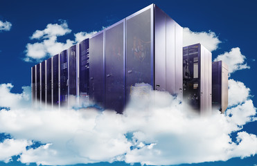 abstract Computer  in a cloudy sky as symbol for cloud-computing