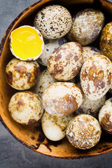 Quail eggs in the nest, a symbol of spring.