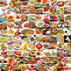 collage di foto varie di cibo, cucina mediterranea