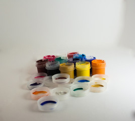Colorful sample paint pots