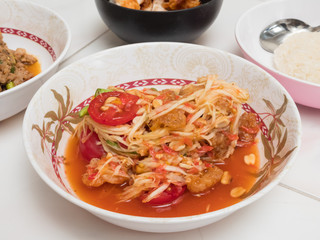 Papaya salad or som-tam ,Thai local food