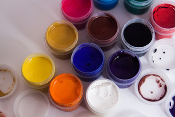 Colorful sample paint pots