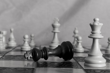 Scacchi fotografati su una scacchiera